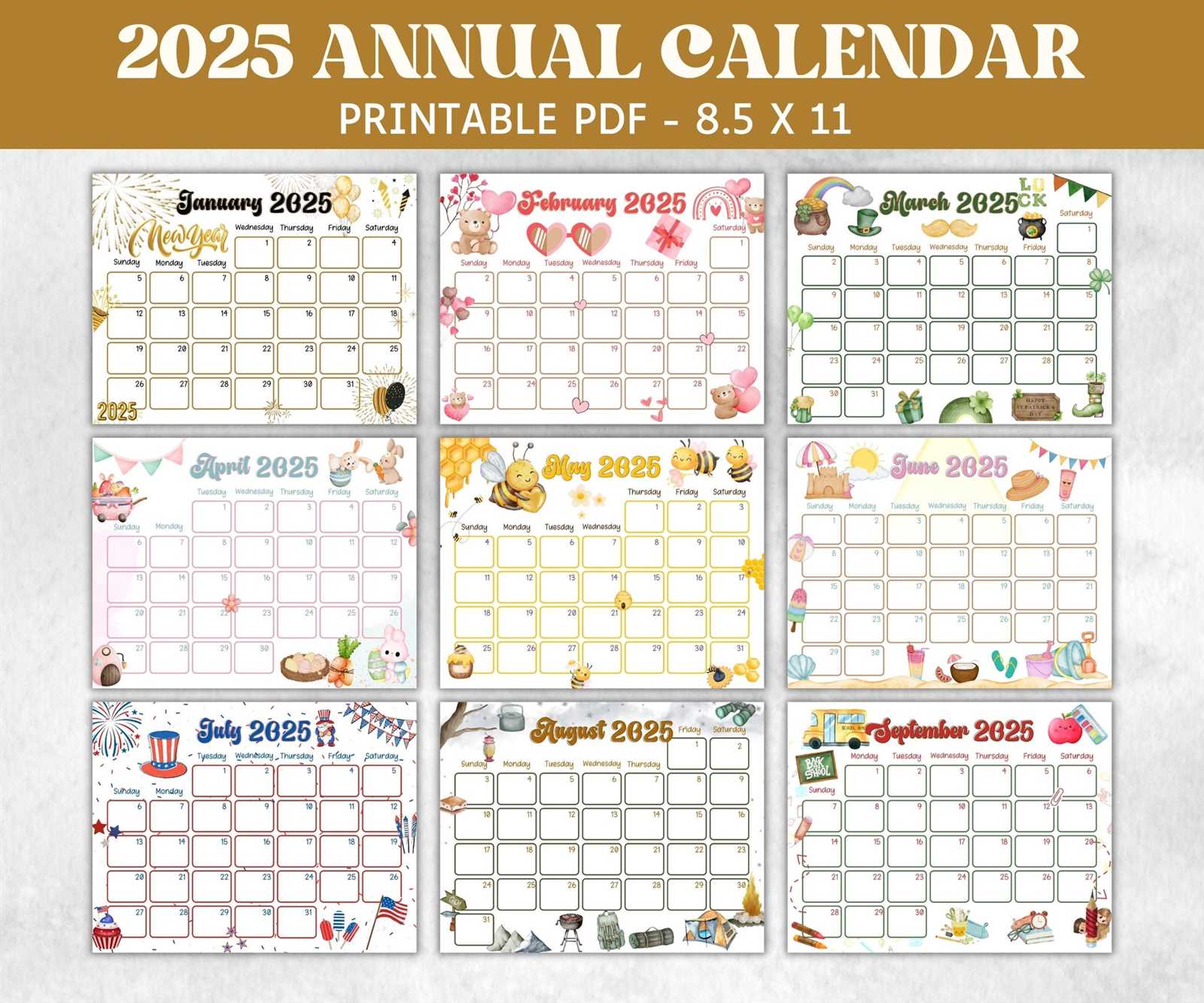 month by month calendar template 2025