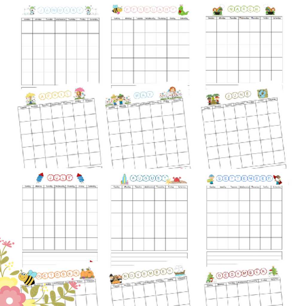 kids calendar template