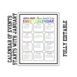 yearly event calendar template