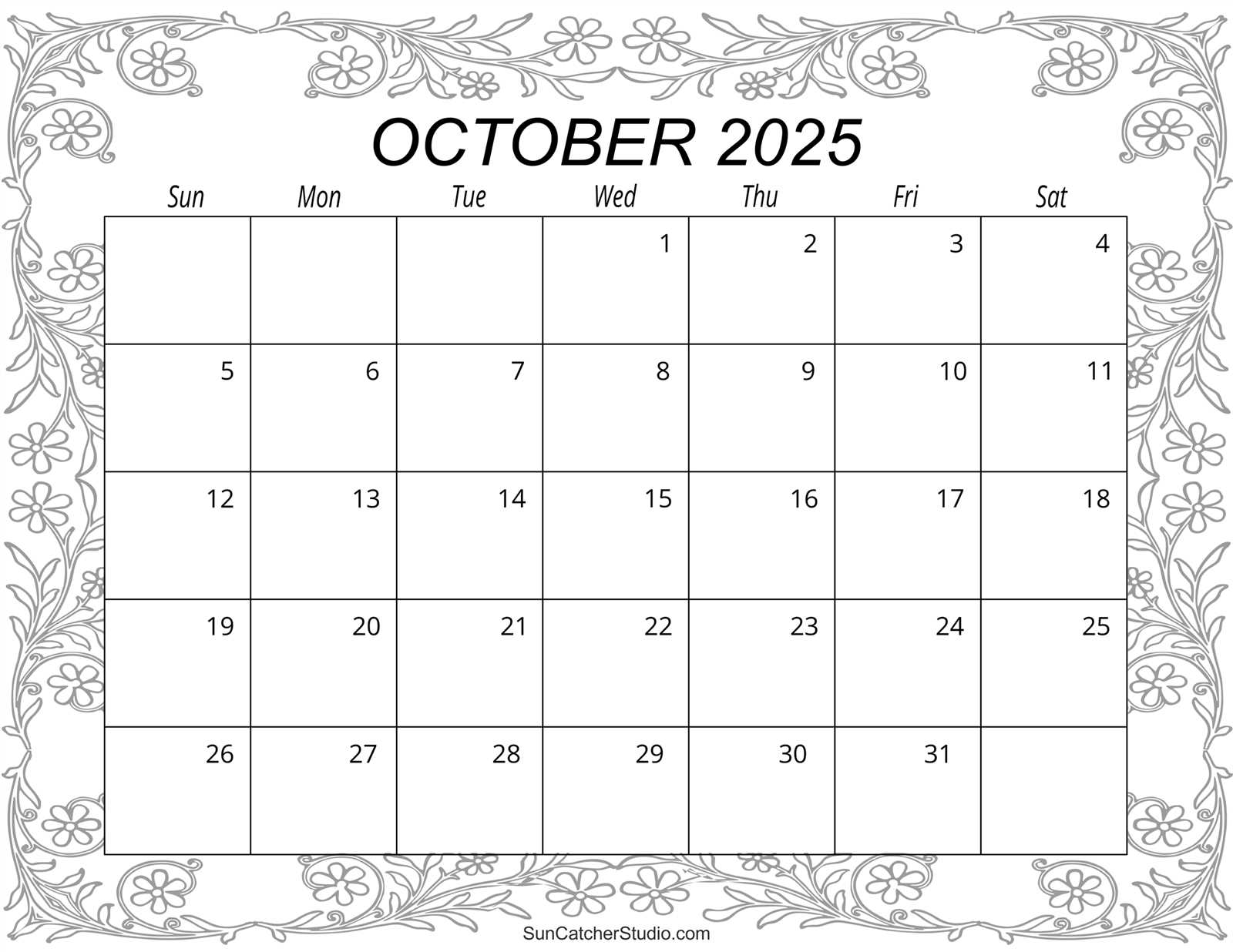 oct 2025 calendar template