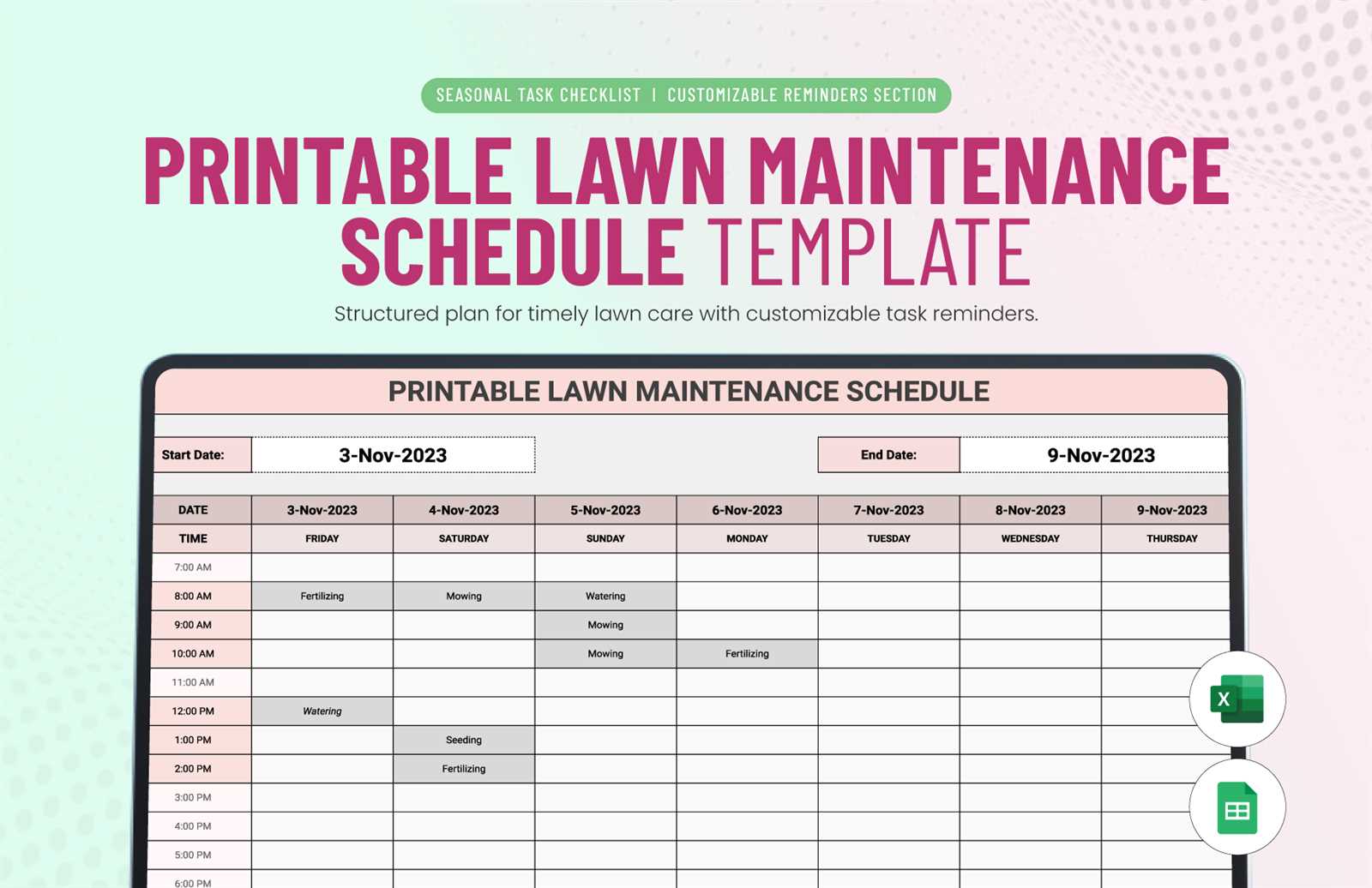 maintenance calendar template