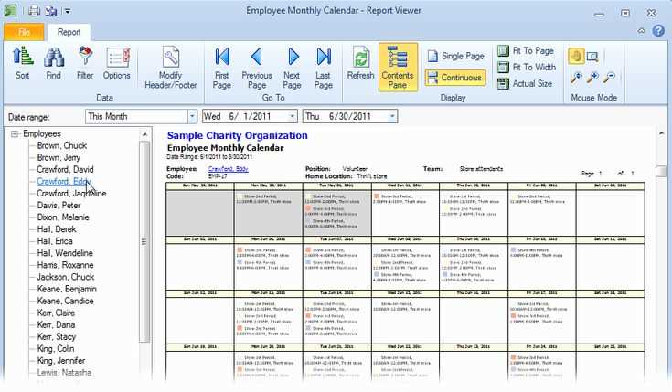 monthly employee calendar template