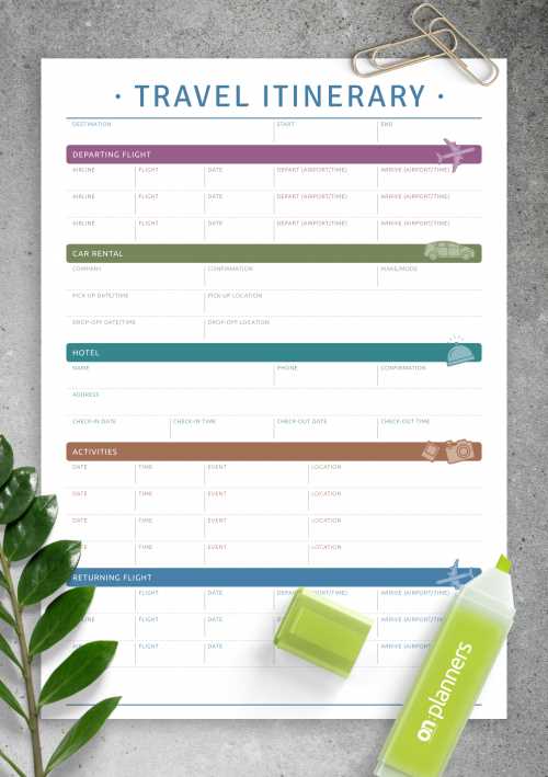 calendar itinerary template