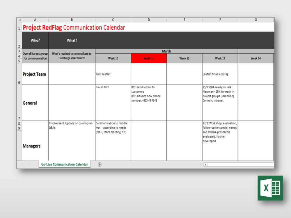 communication calendar template free