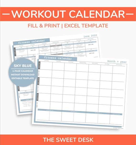 workout calendar template