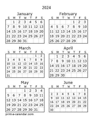 half sheet calendar template