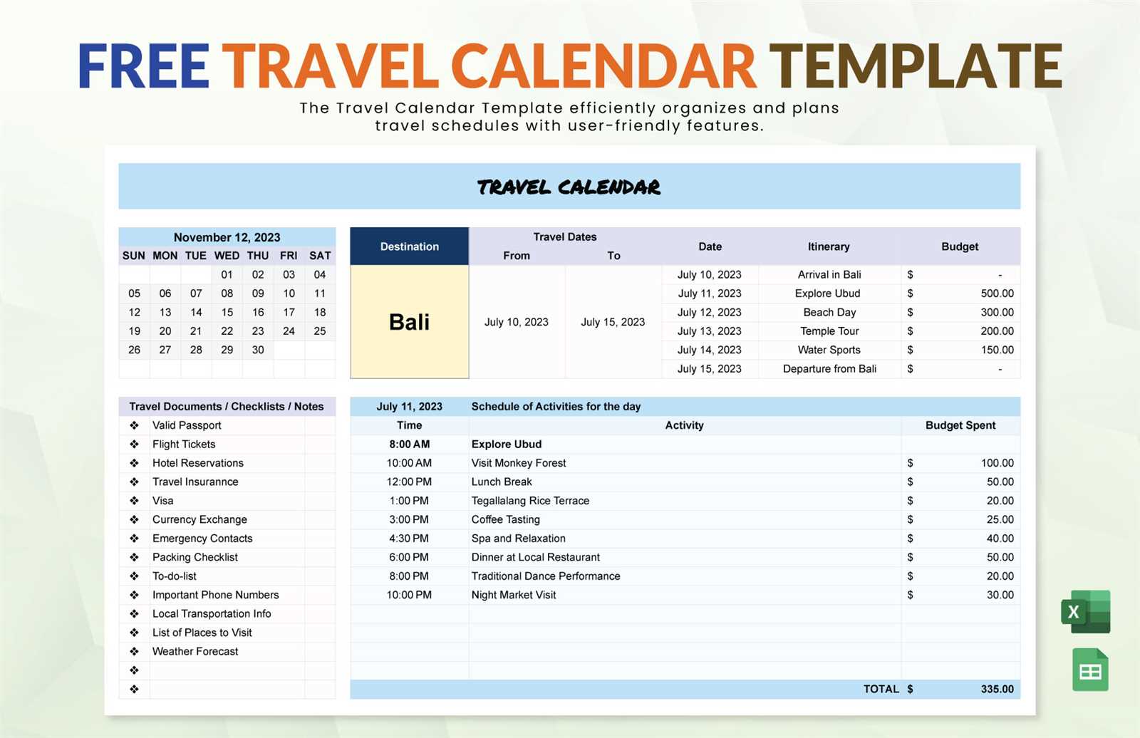 team travel calendar template