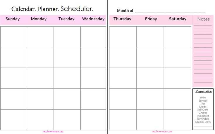 blank french calendar template