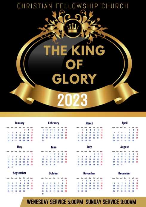 free church calendar templates