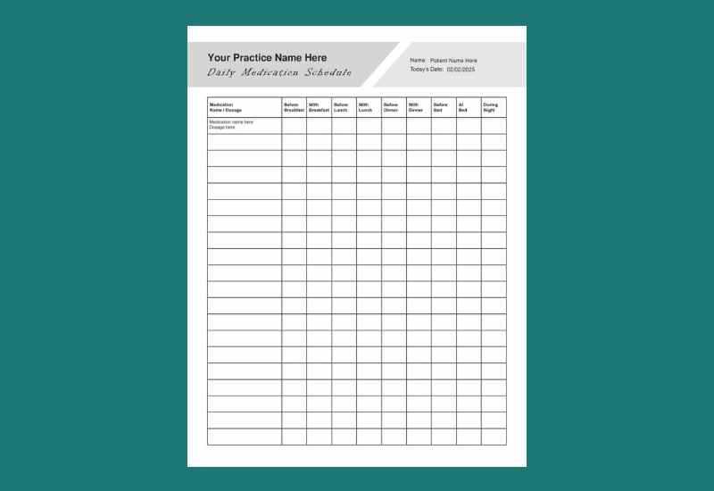 daily medication calendar template