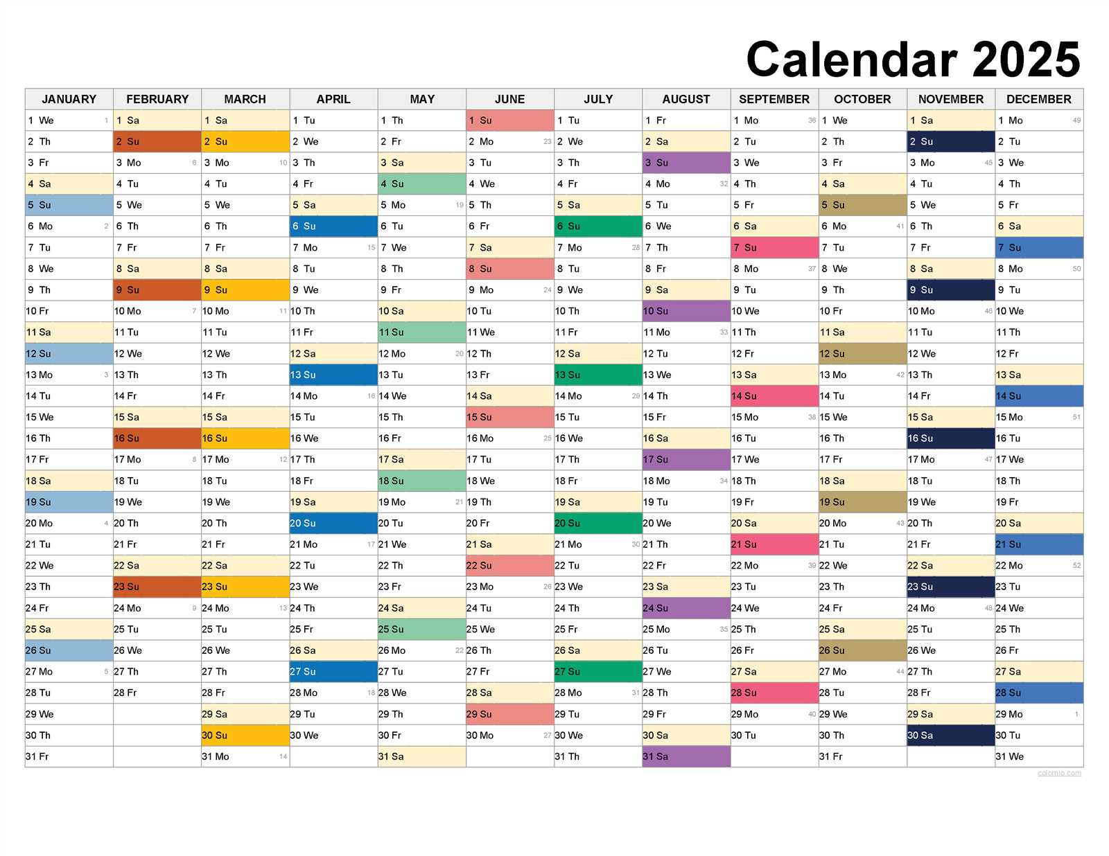 free printable calendar 2025 template