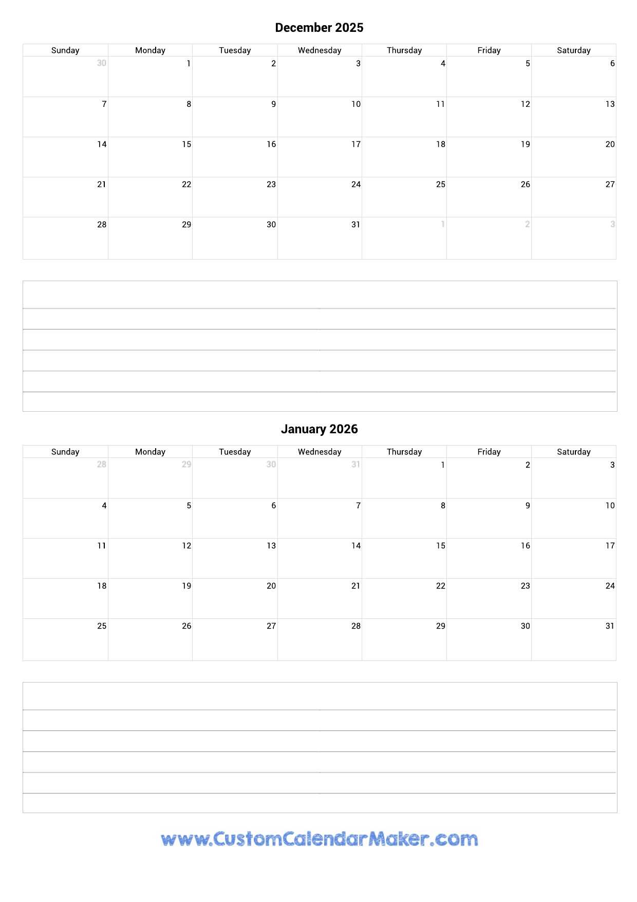 free printable december 2025 calendar template