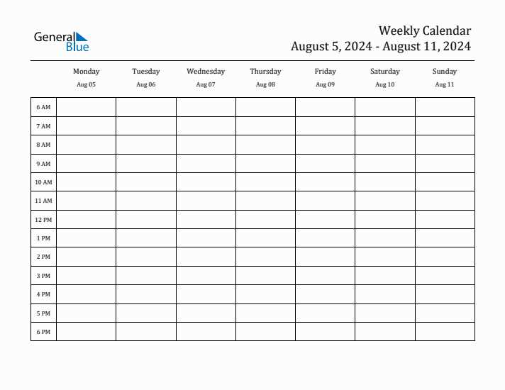 free printable hourly calendar template