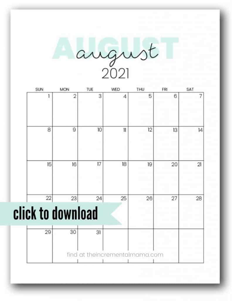 cute august calendar template