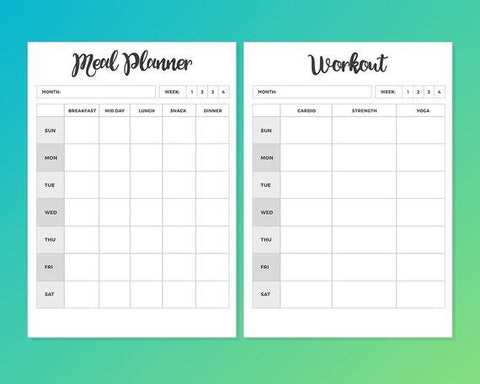 exercise calendar template