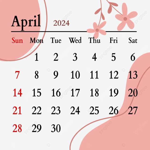 calendar template april