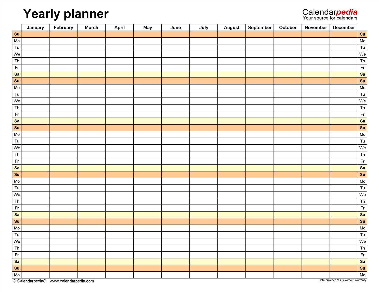 year view calendar template