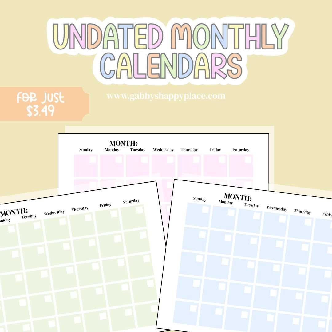 undated calendar template