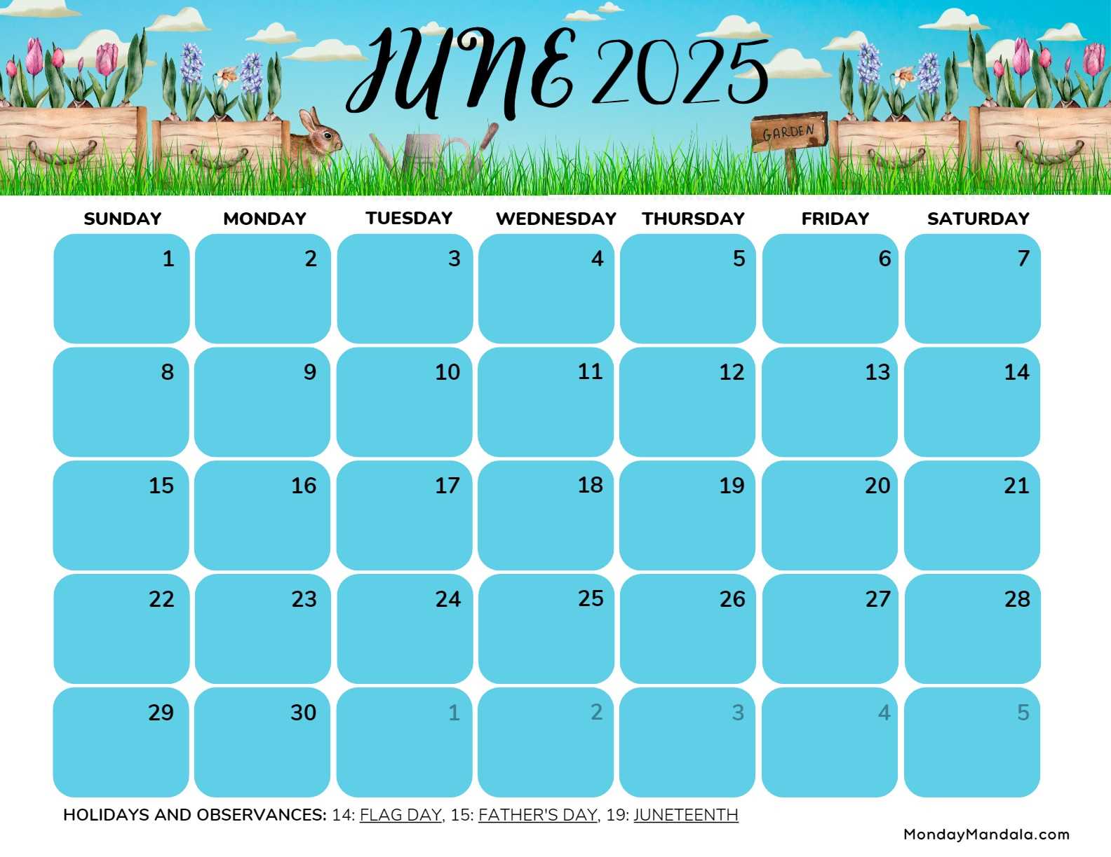 calendar templates june 2025