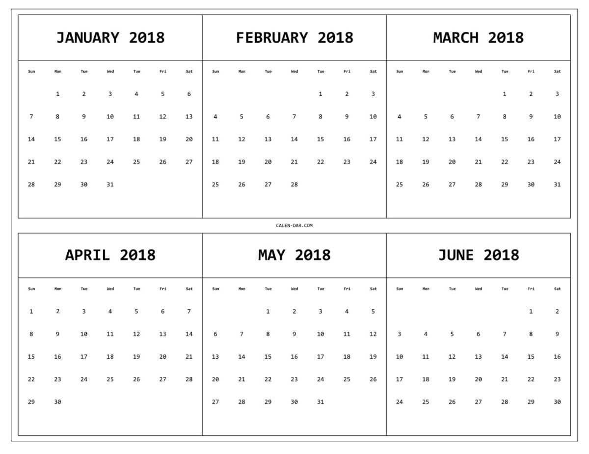 6 month calendar template free