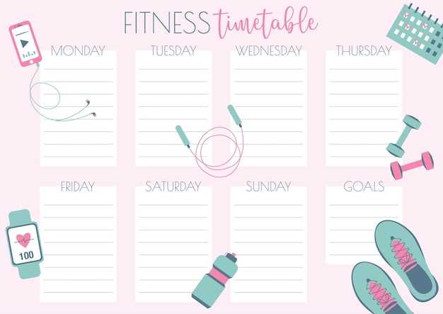 fitness calendar template