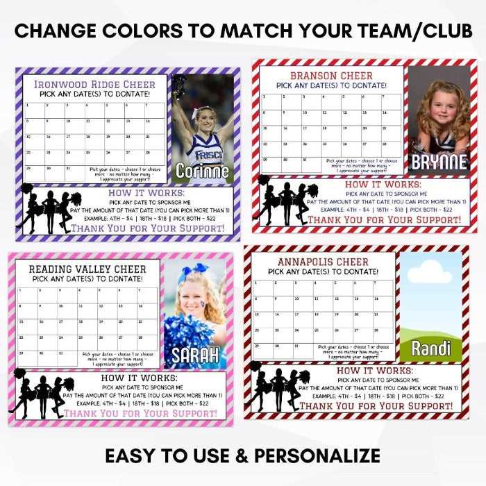 free cash calendar fundraiser template