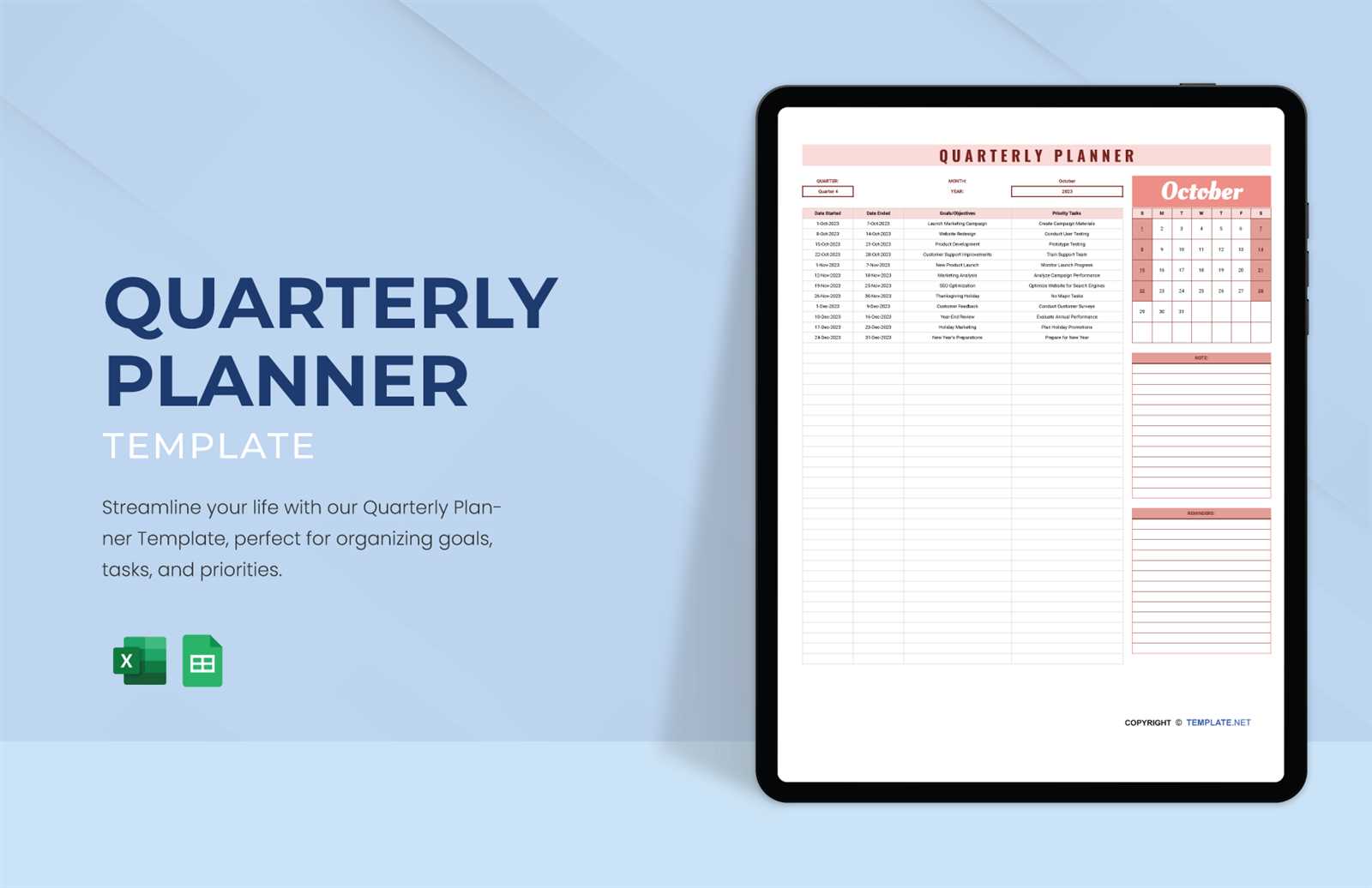 quarterly planning calendar template