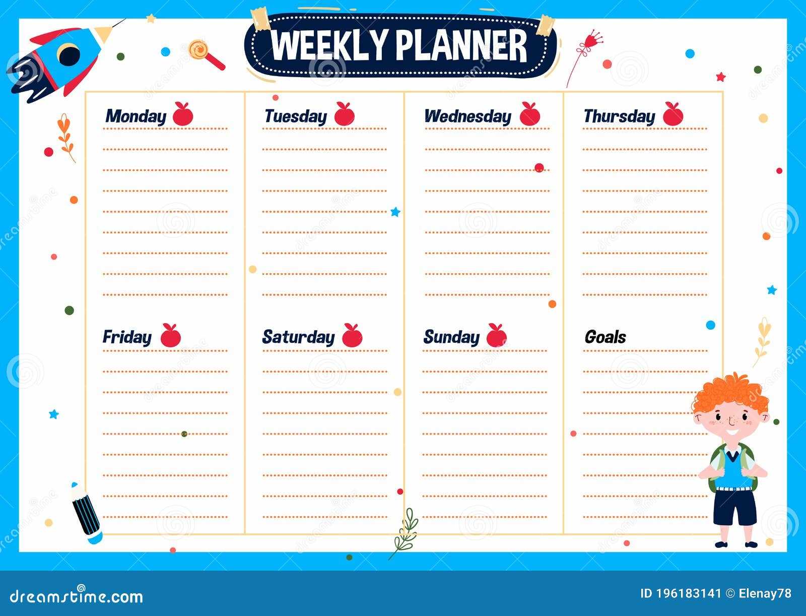 weekly student calendar template