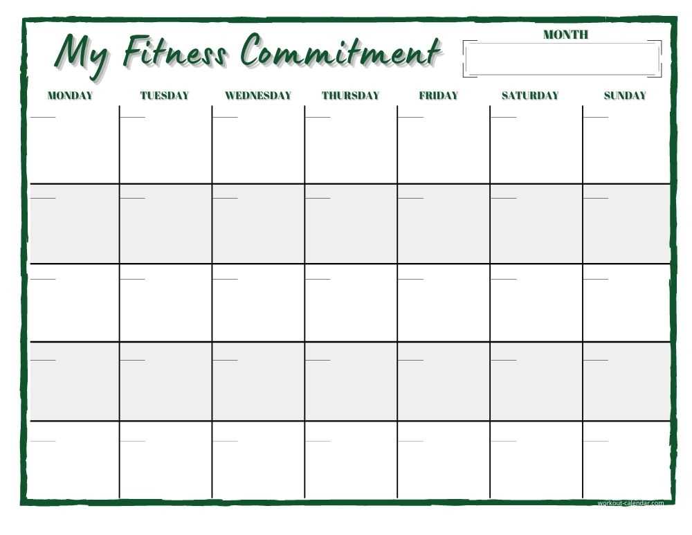 blank workout calendar template