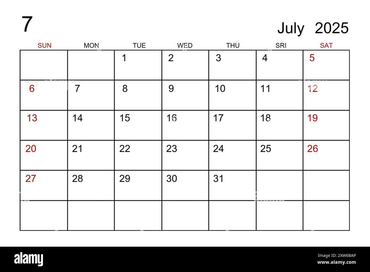 july 2025 template calendar