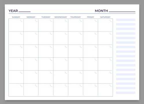 empty monthly calendar template