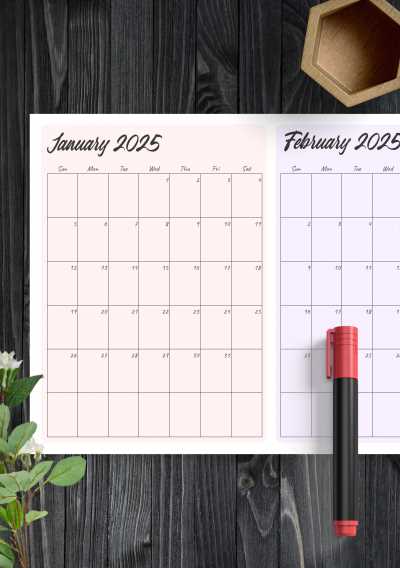 two month per page calendar template