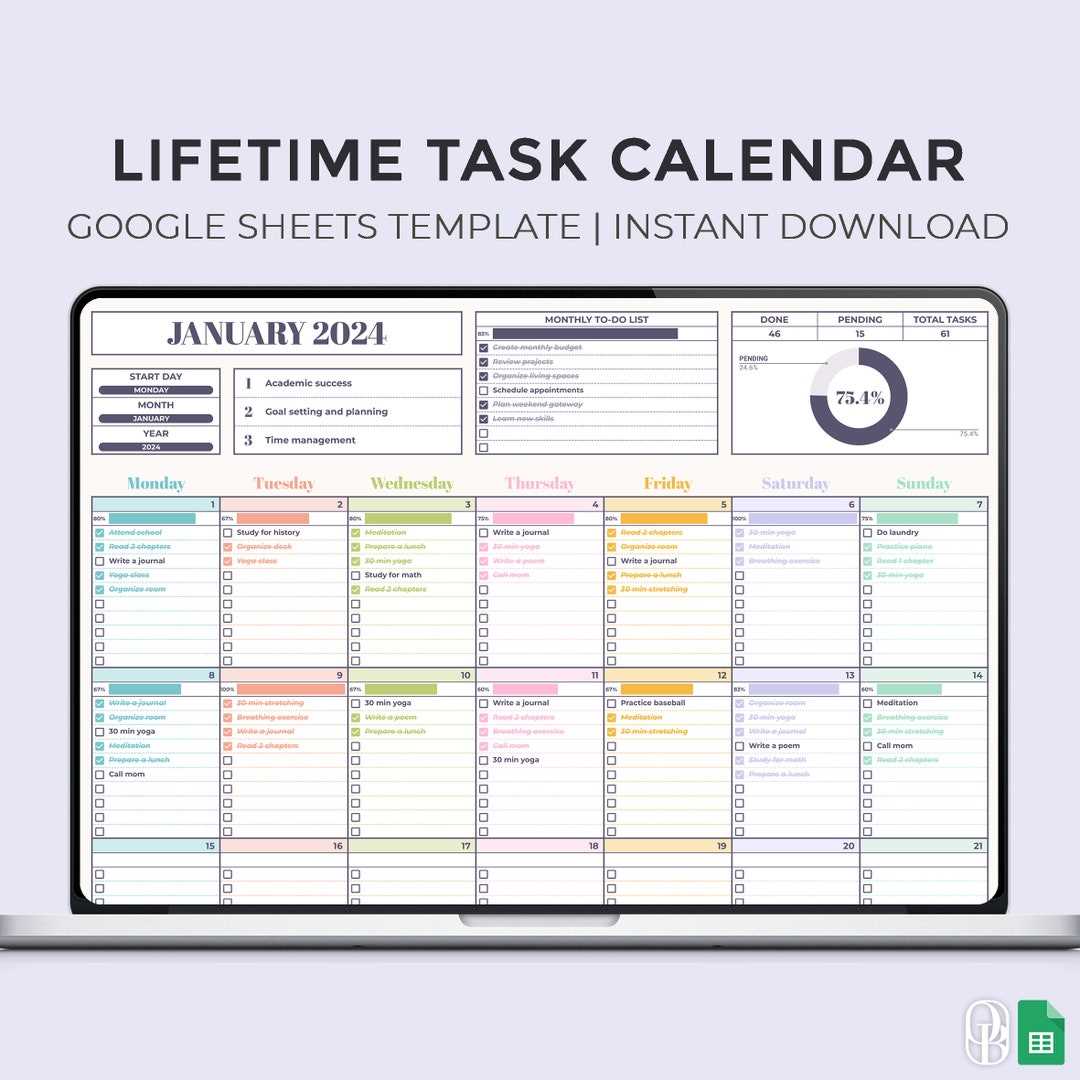 calendar task template