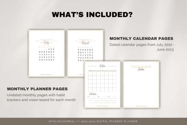 student monthly calendar template