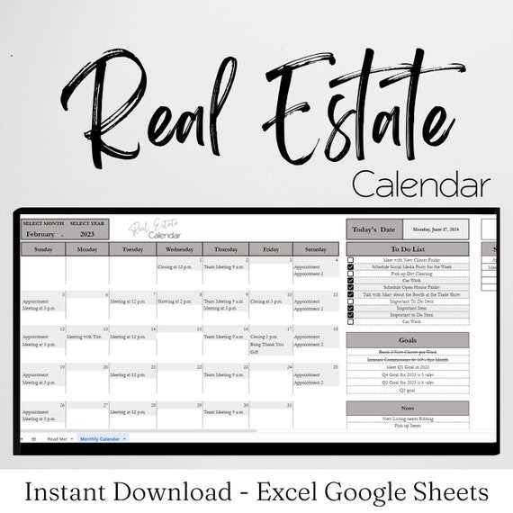 real estate calendar template