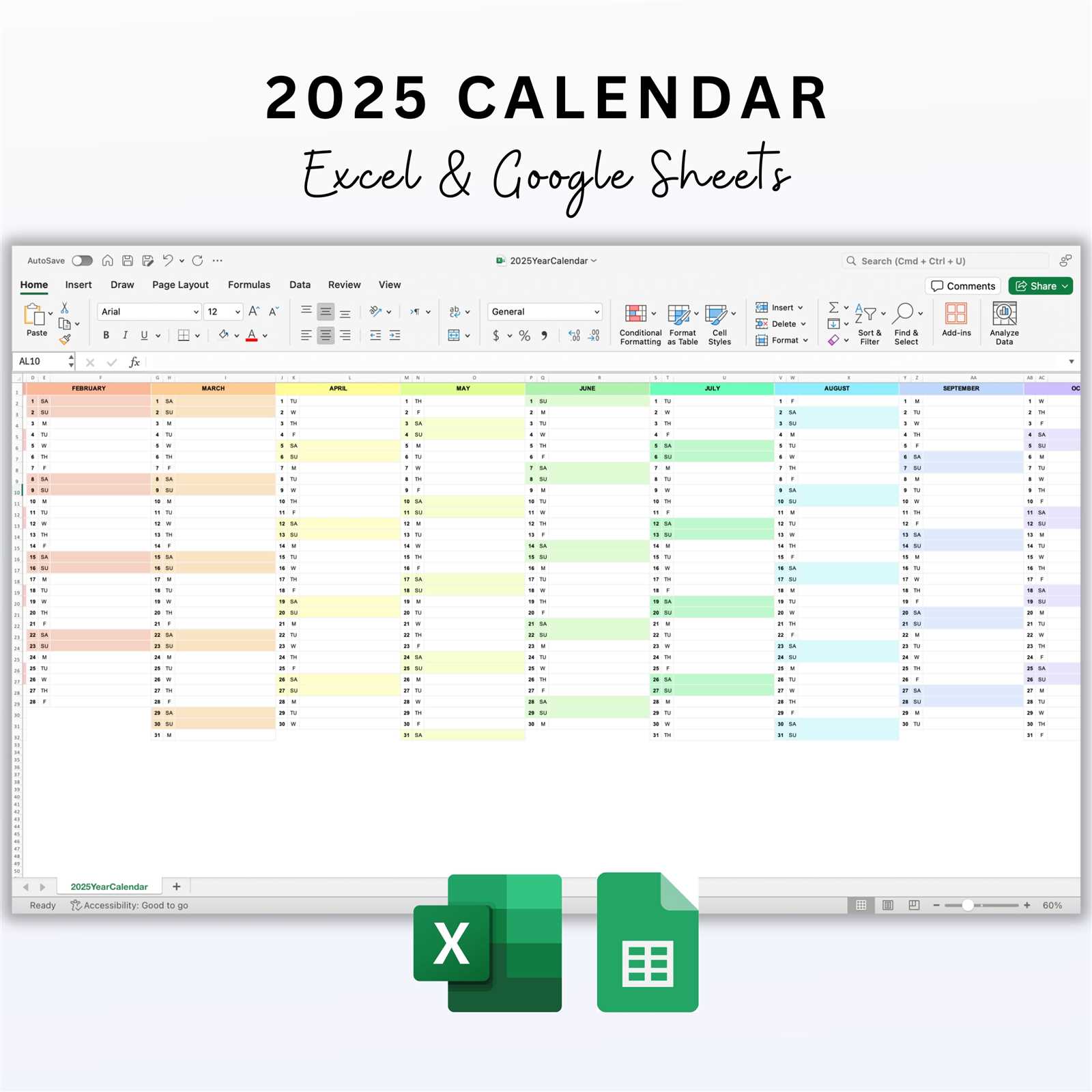 yearly calendar templates 2025