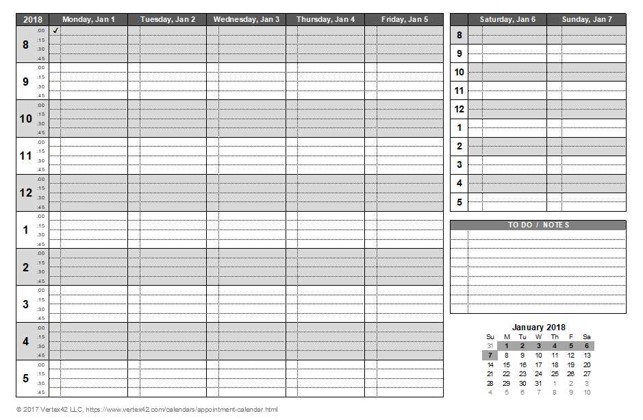 free weekly appointment calendar template