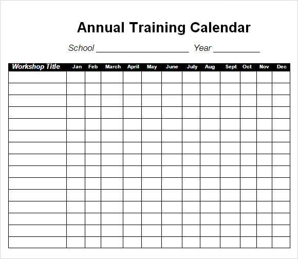 army yearly training calendar template