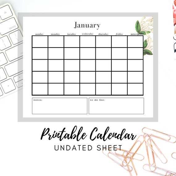 free january calendar template