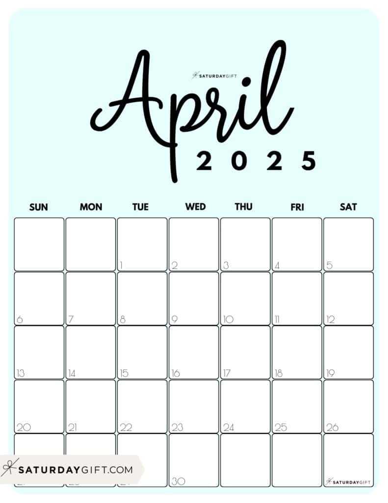 april monthly calendar template