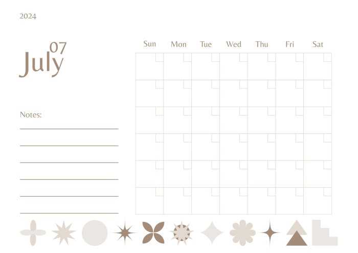 pretty month calendar template