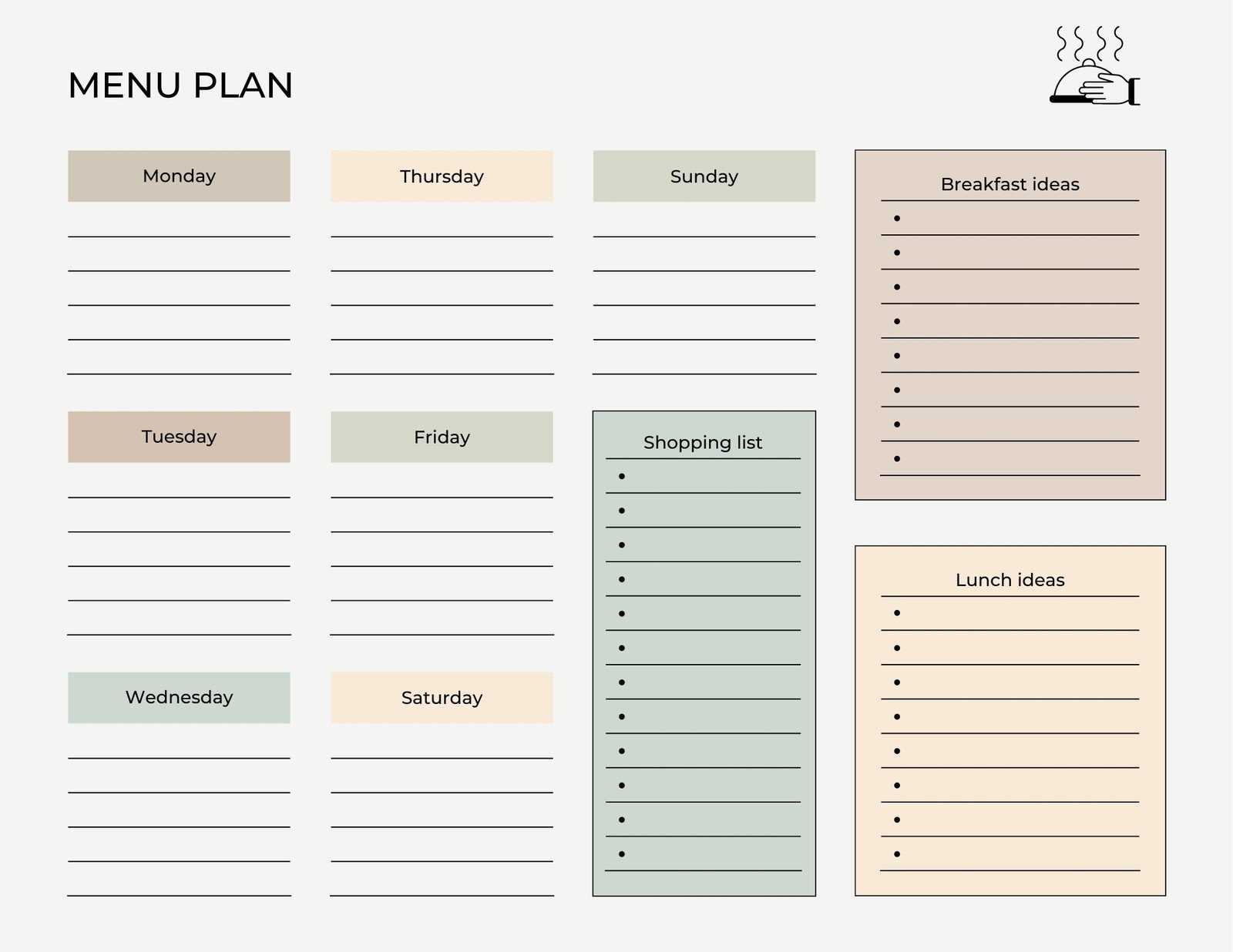 meal plan calendar template free