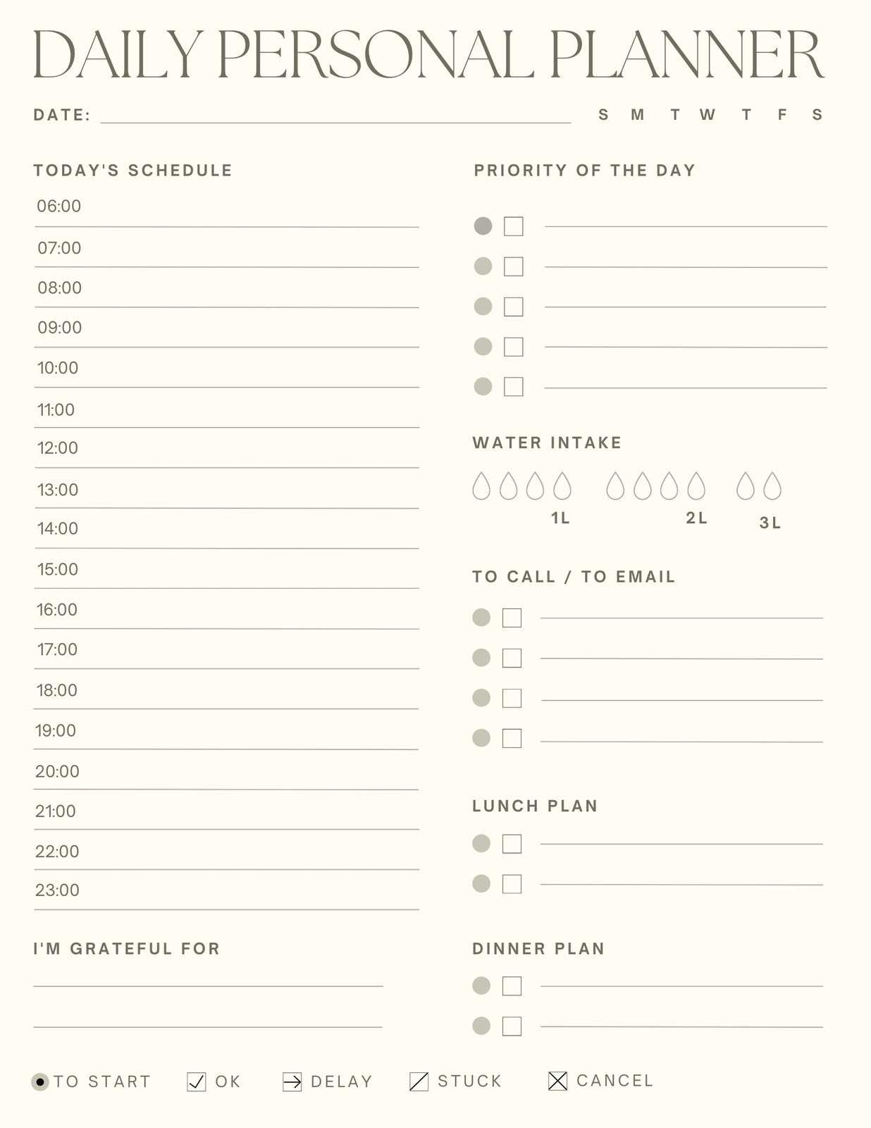 daily agenda calendar template