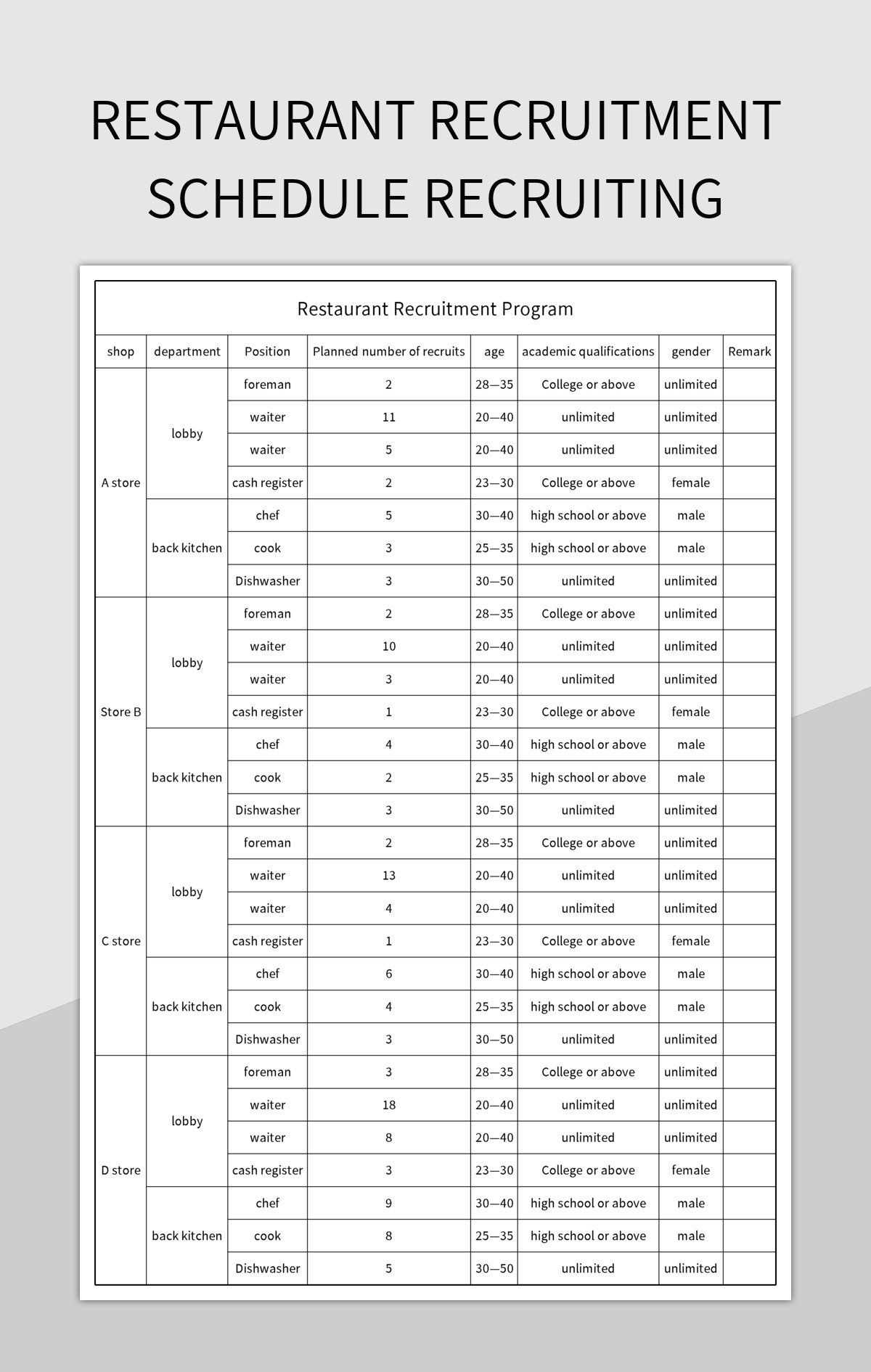 recruitment calendar template