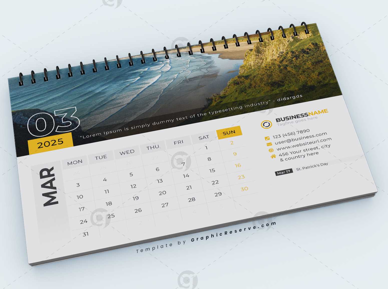 table top calendar design template