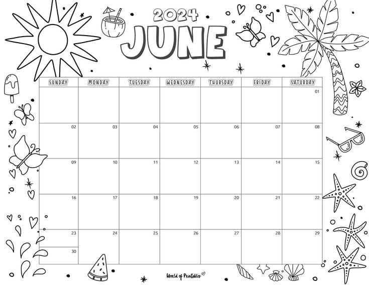 june calendar template printable