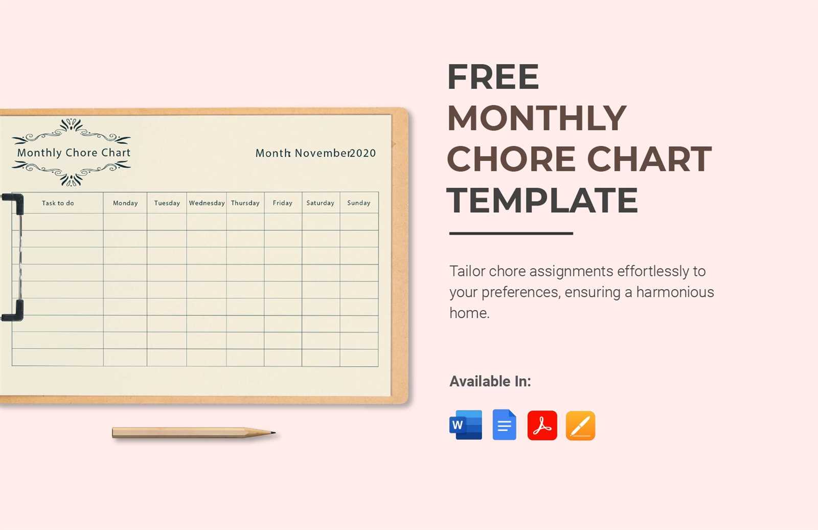 chore calendar template monthly