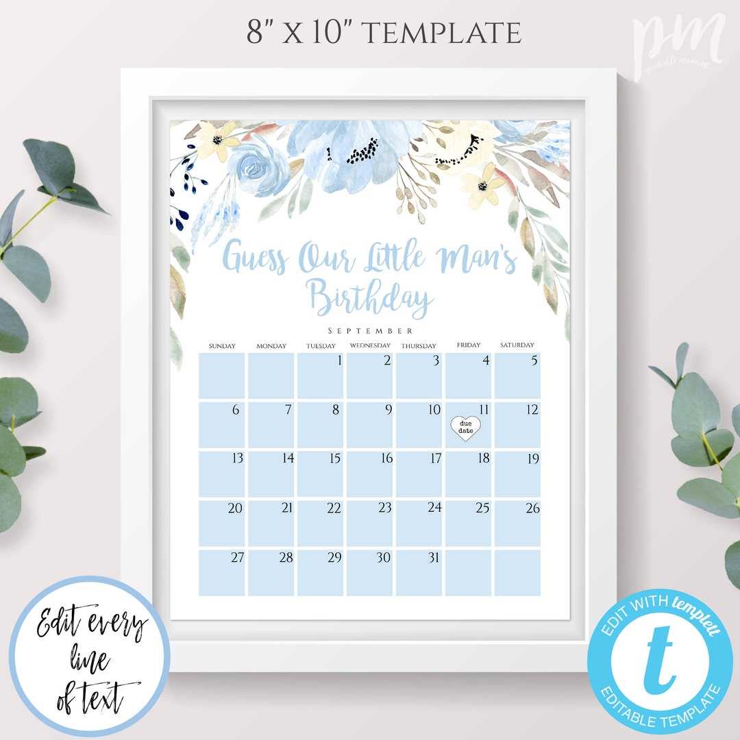 due date calendar template