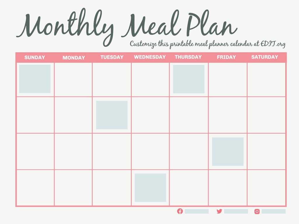 calendar meal plan template