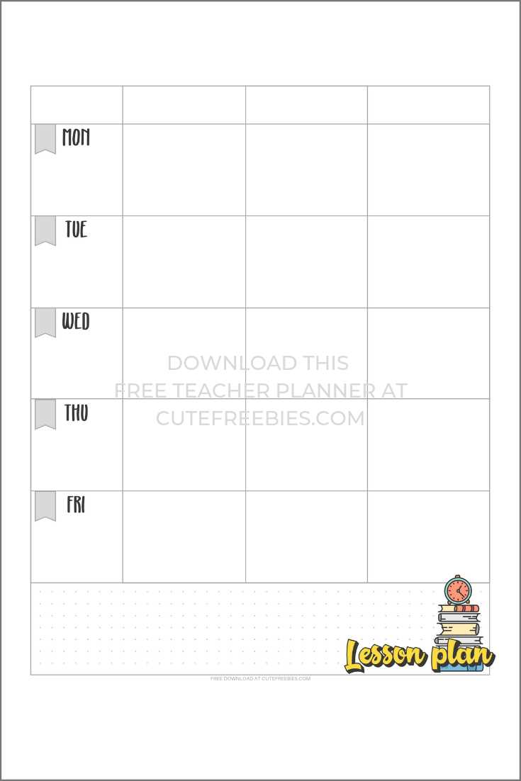 free lesson plan calendar template